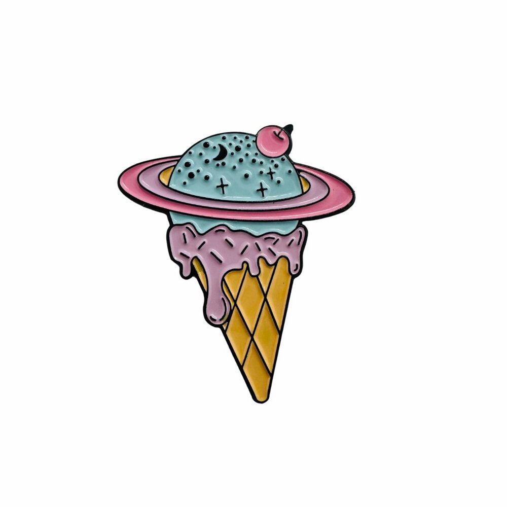 ⭐Astronaut Ice Cream Cone Cute Enamel Pin Cartoon Brooches Jewelry pink Cartoon - Picture 5 of 6